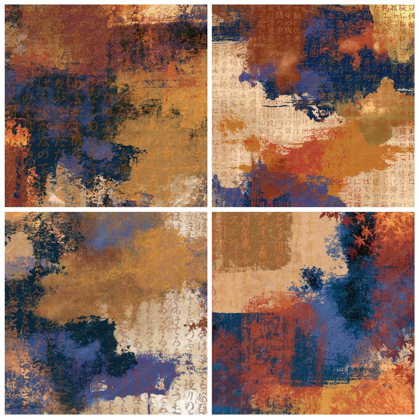 Maximalist Sienna Indigo Abstract Digital Paper Pack (DDD014013)