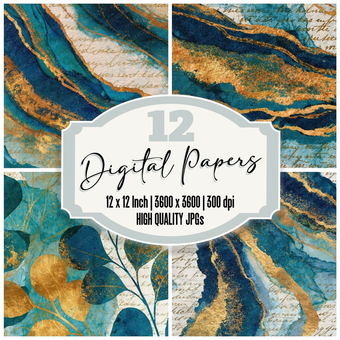 Naturalist Sea Glass Burnished Gold Tonal Digital Paper Pack (DDD014015)