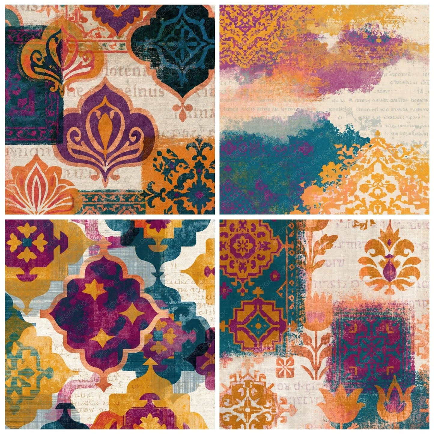 Risograph Persian Rug Ochre Plum Digital Paper Pack (DDD014018)