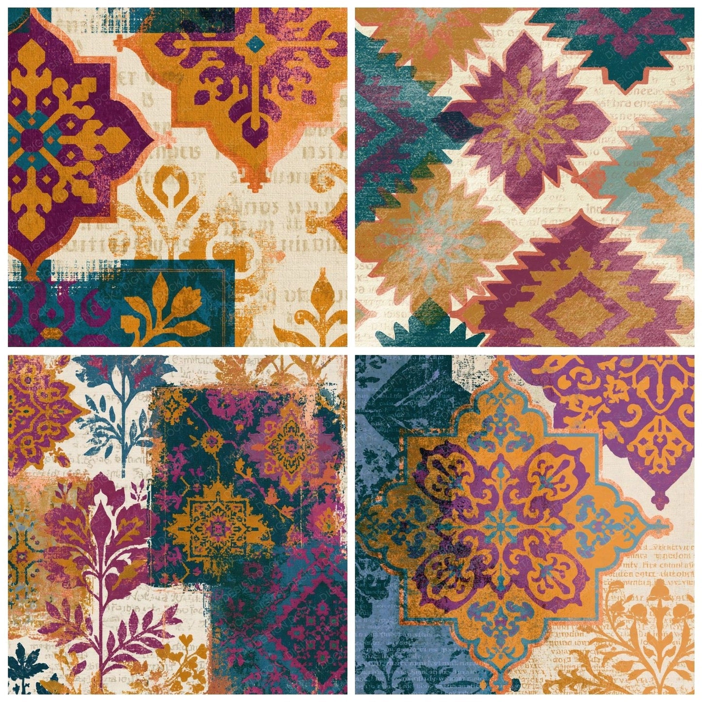Risograph Persian Rug Ochre Plum Digital Paper Pack (DDD014018)
