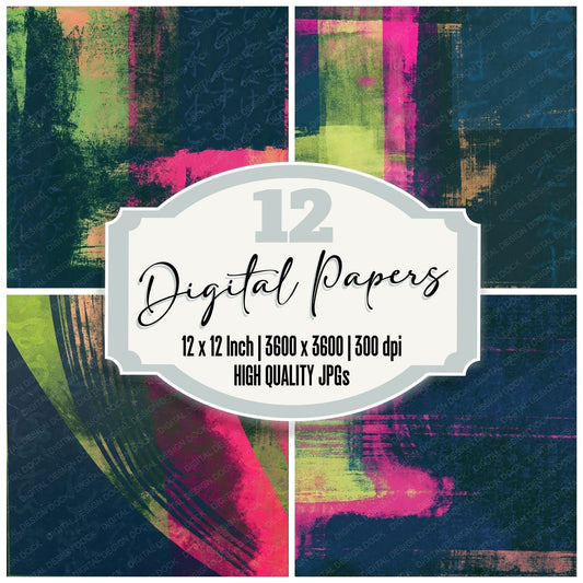 Screenprint Neon Magenta Abstract Digital Paper Pack (DDD014019)