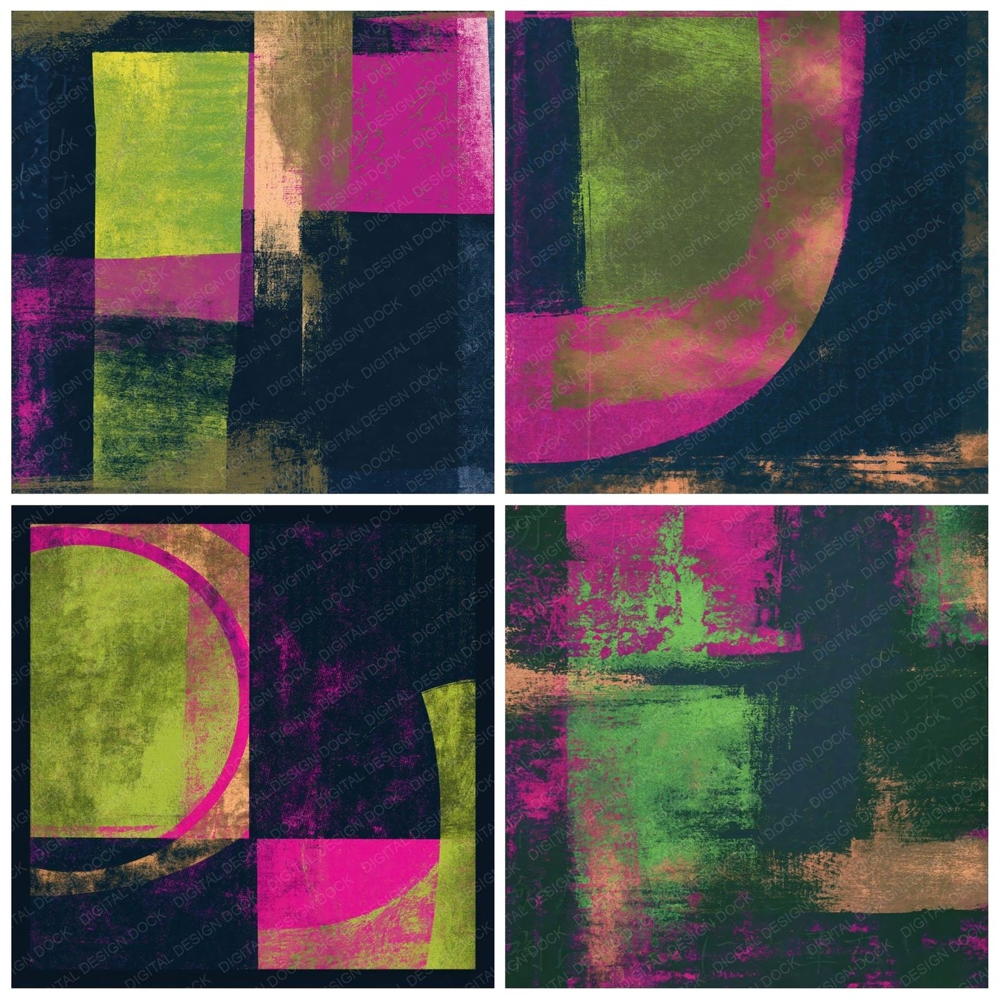 Screenprint Neon Magenta Abstract Digital Paper Pack (DDD014019)
