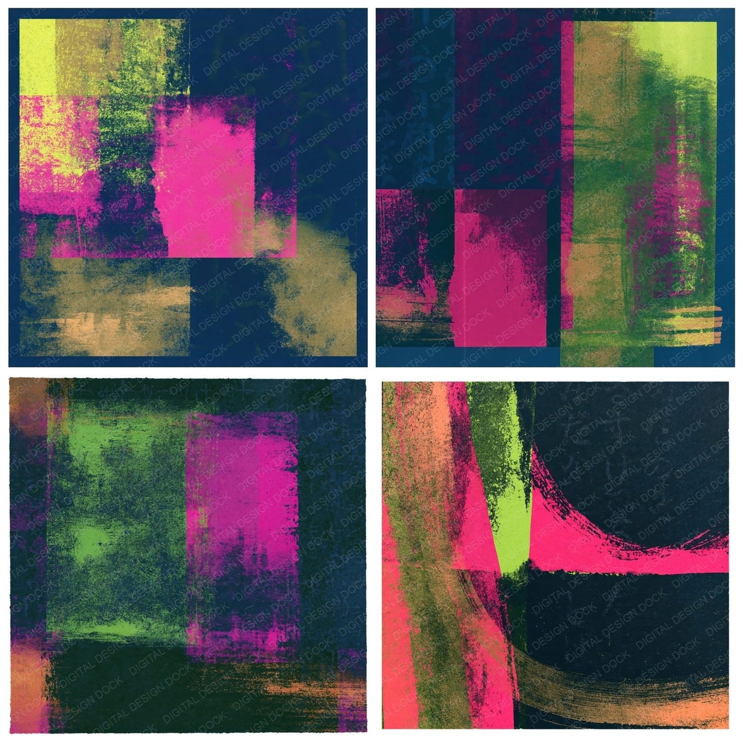 Screenprint Neon Magenta Abstract Digital Paper Pack (DDD014019)