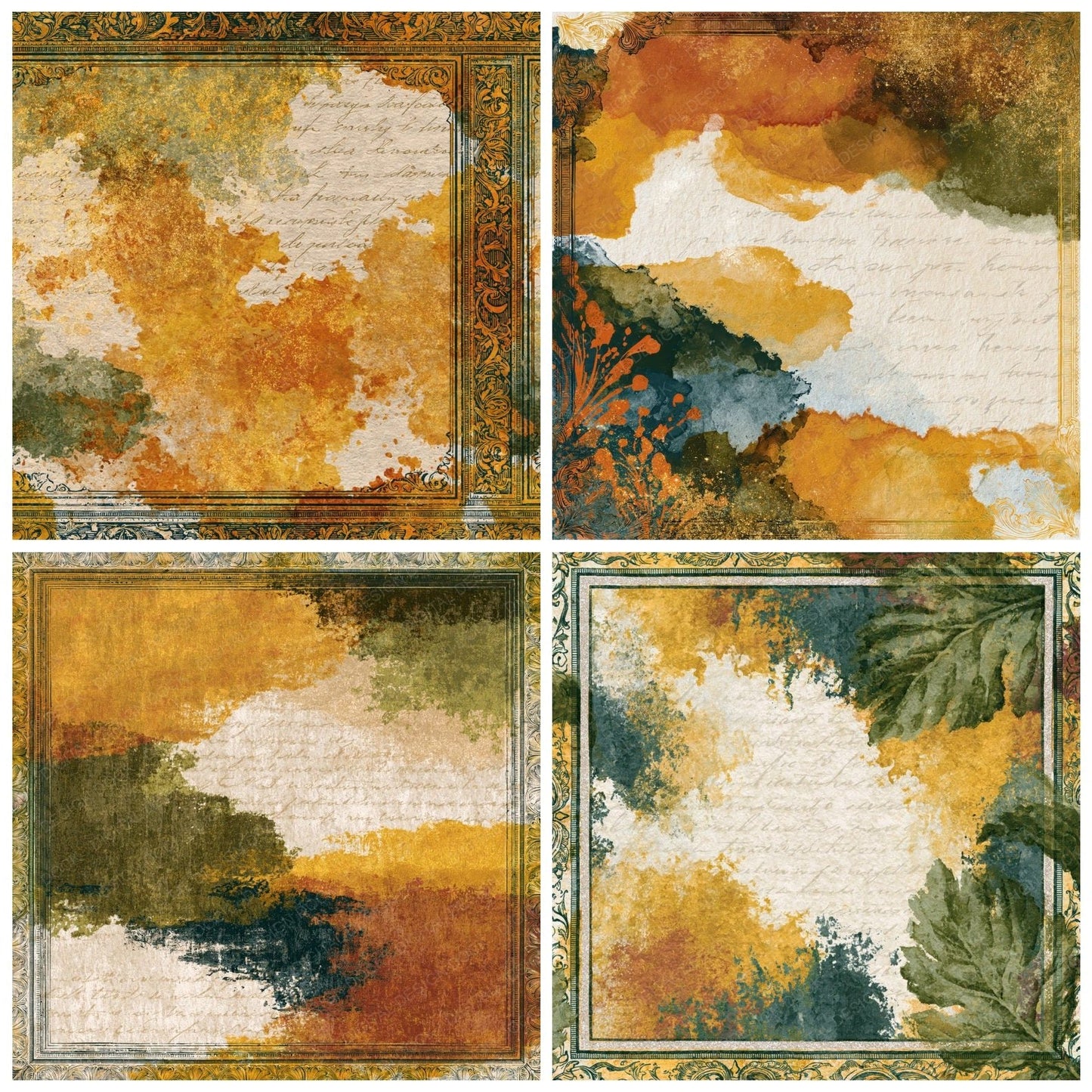 Victorian Ochre Olive Tonal Digital Paper Pack (DDD014023)