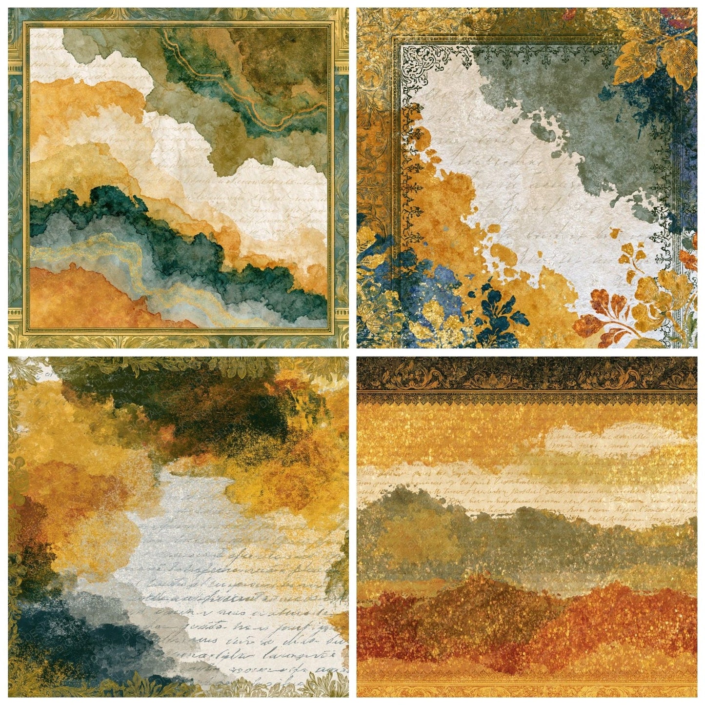 Victorian Ochre Olive Tonal Digital Paper Pack (DDD014023)