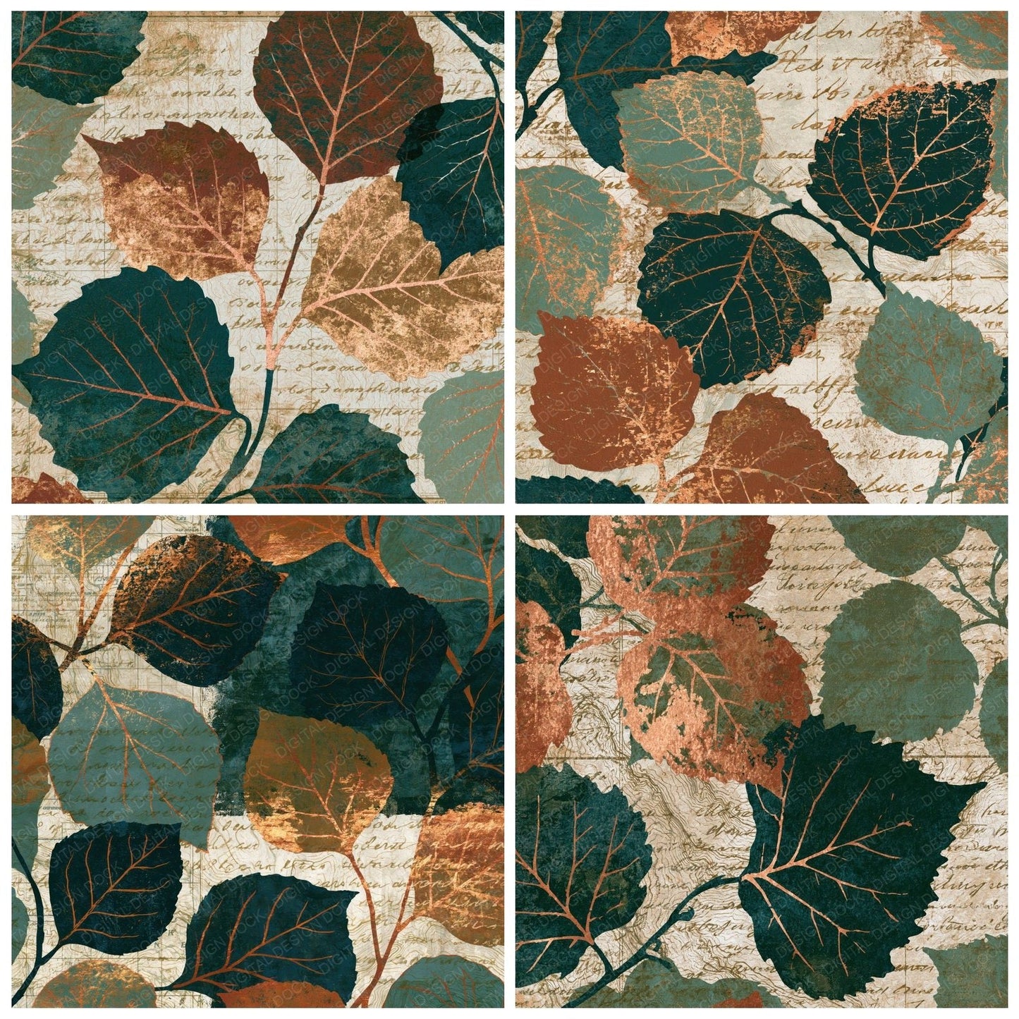 Antique Map Birch Twigs Tobacco Sage Digital Paper Pack (DDD014025)