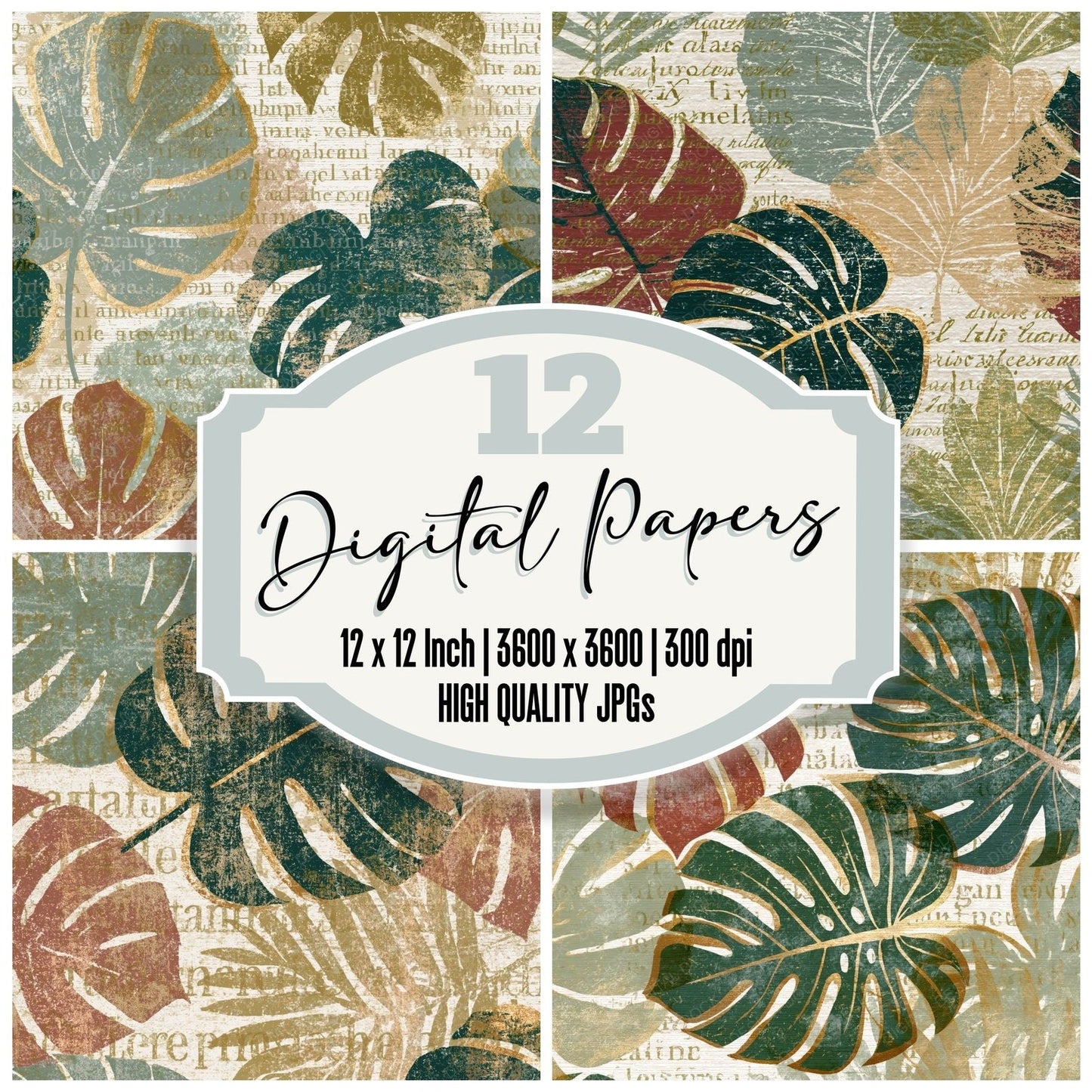 Blueprint Monstera Adobe Sage Digital Paper Pack (DDD014026)