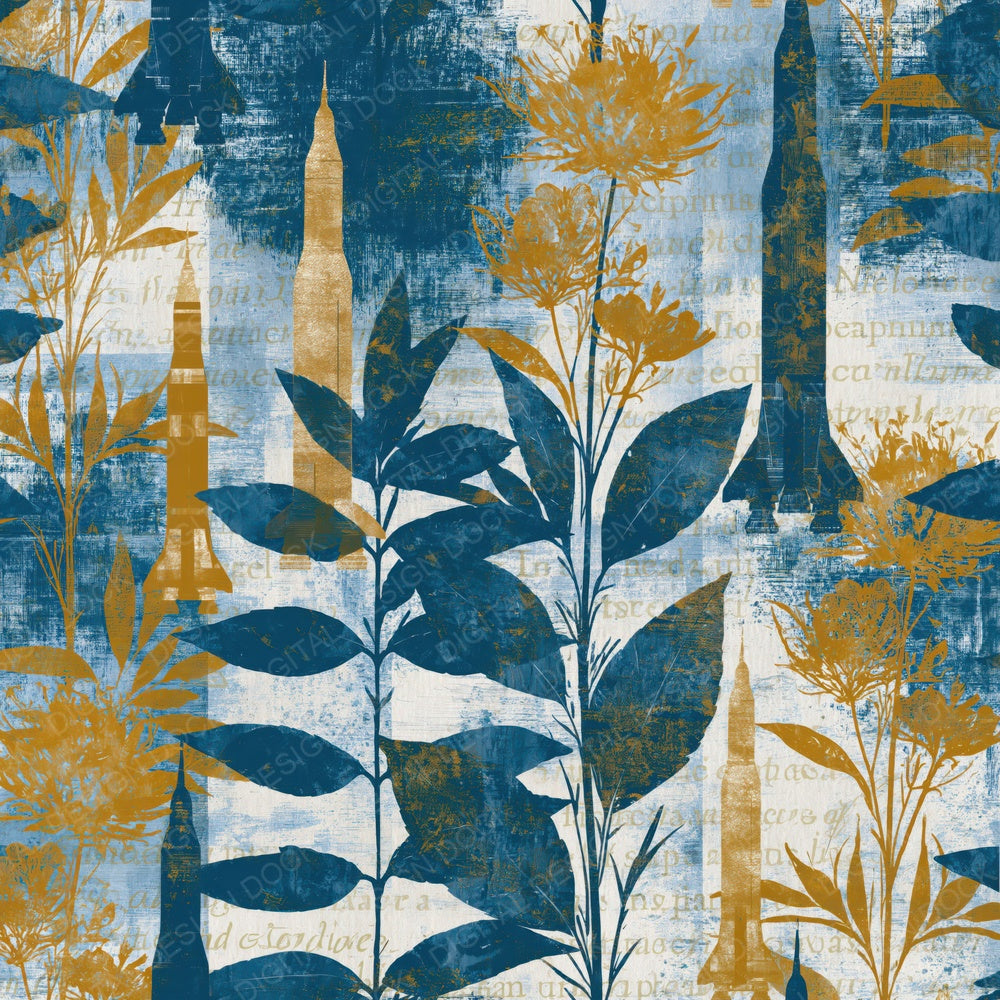 Cyanotype Apollo Rockets Honey Mustard Digital Paper Pack (DDD014027)