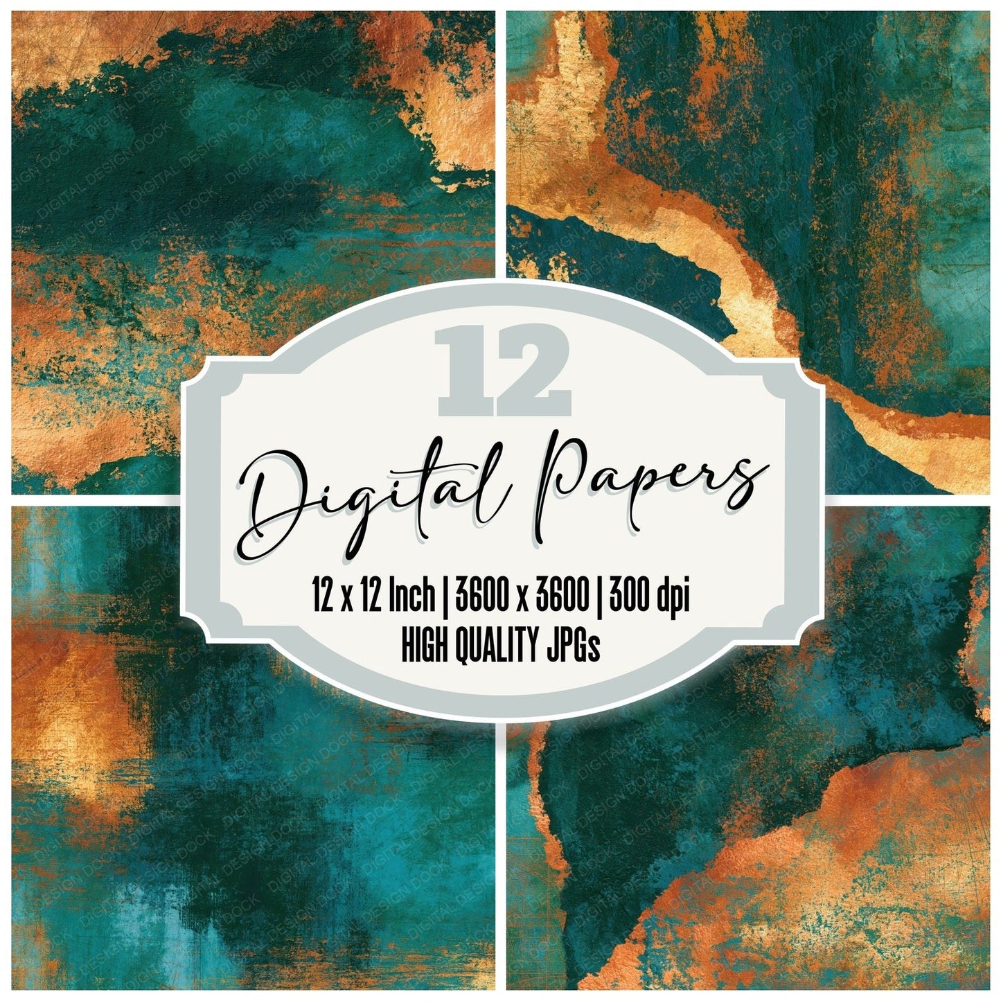 Fresco Jade Copper Tonal Digital Paper Pack (DDD014029)