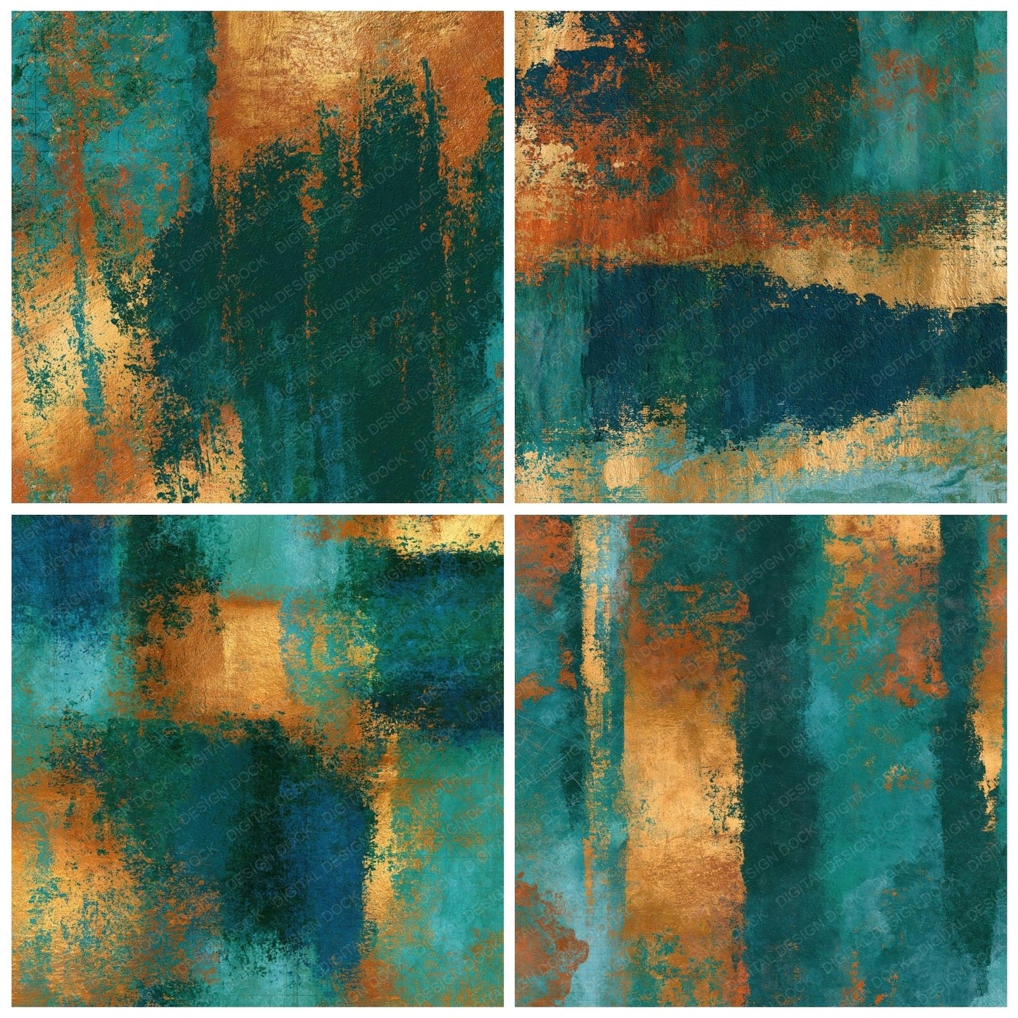 Fresco Jade Copper Tonal Digital Paper Pack (DDD014029)