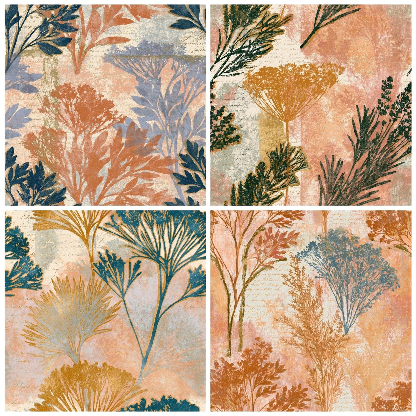 Layered Herb Bundles Peach Cream Seamless Digital Paper Pack (DDD014031)