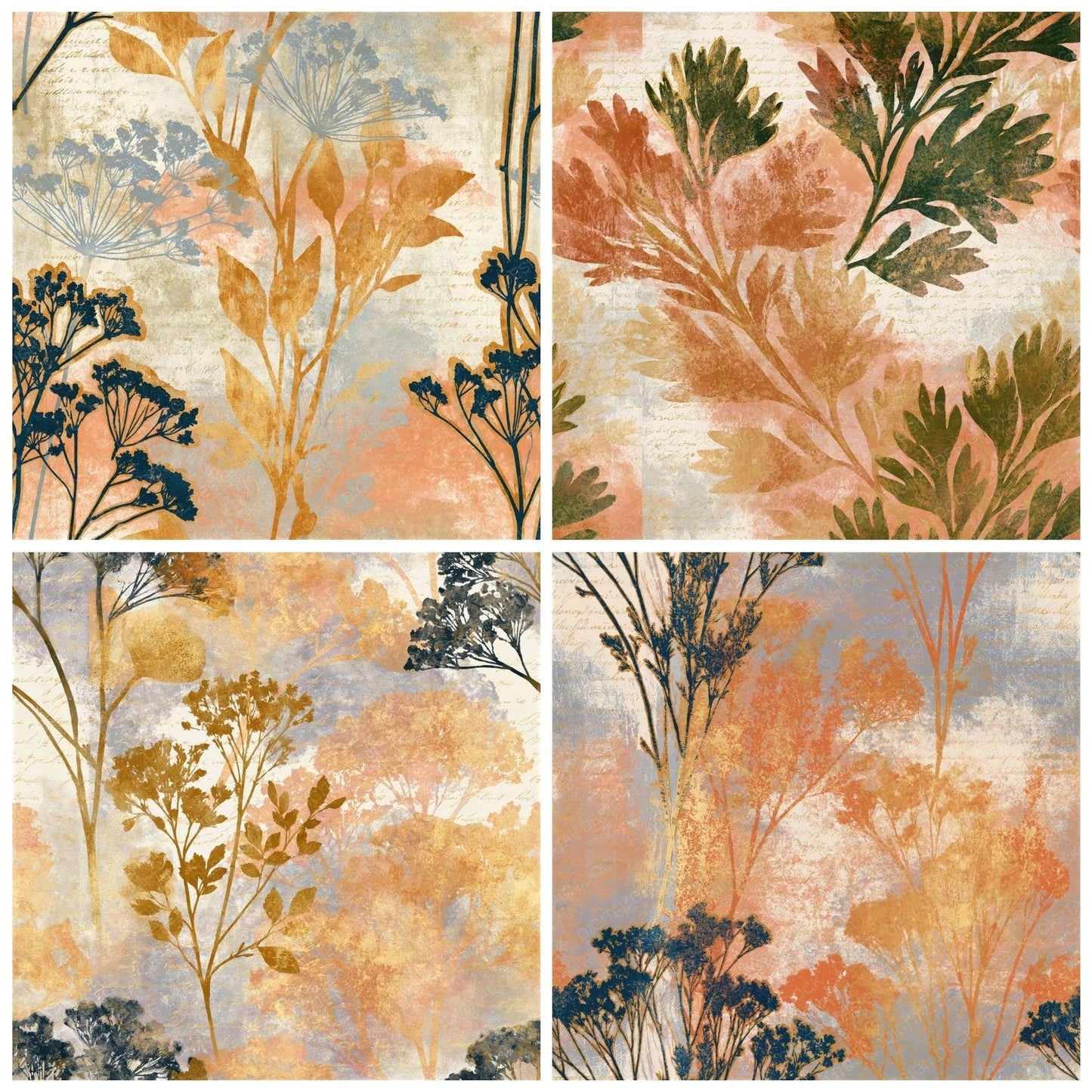 Layered Herb Bundles Peach Cream Seamless Digital Paper Pack (DDD014031)