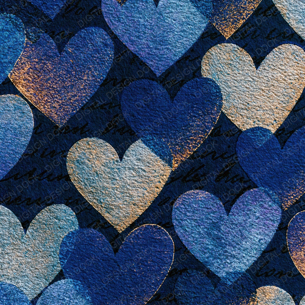 Letterpress Hearts Midnight Silver Digital Paper Pack (DDD014032)