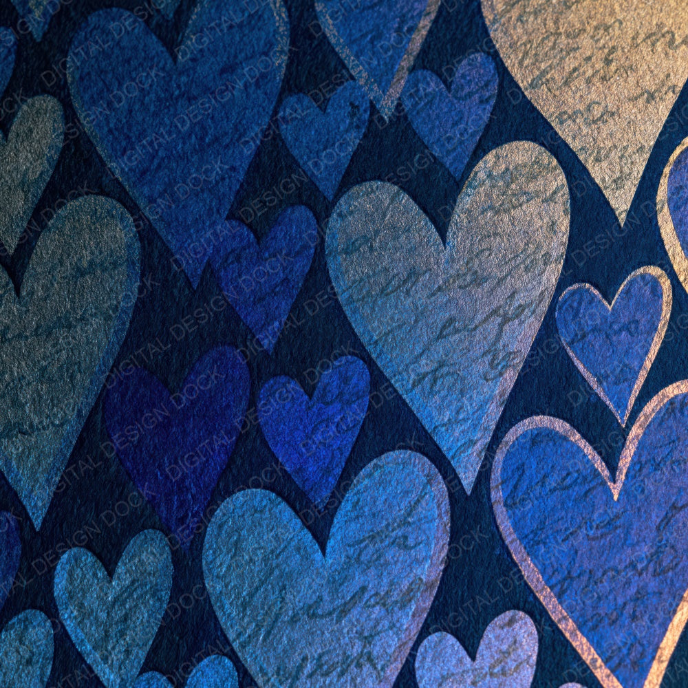Letterpress Hearts Midnight Silver Digital Paper Pack (DDD014032)