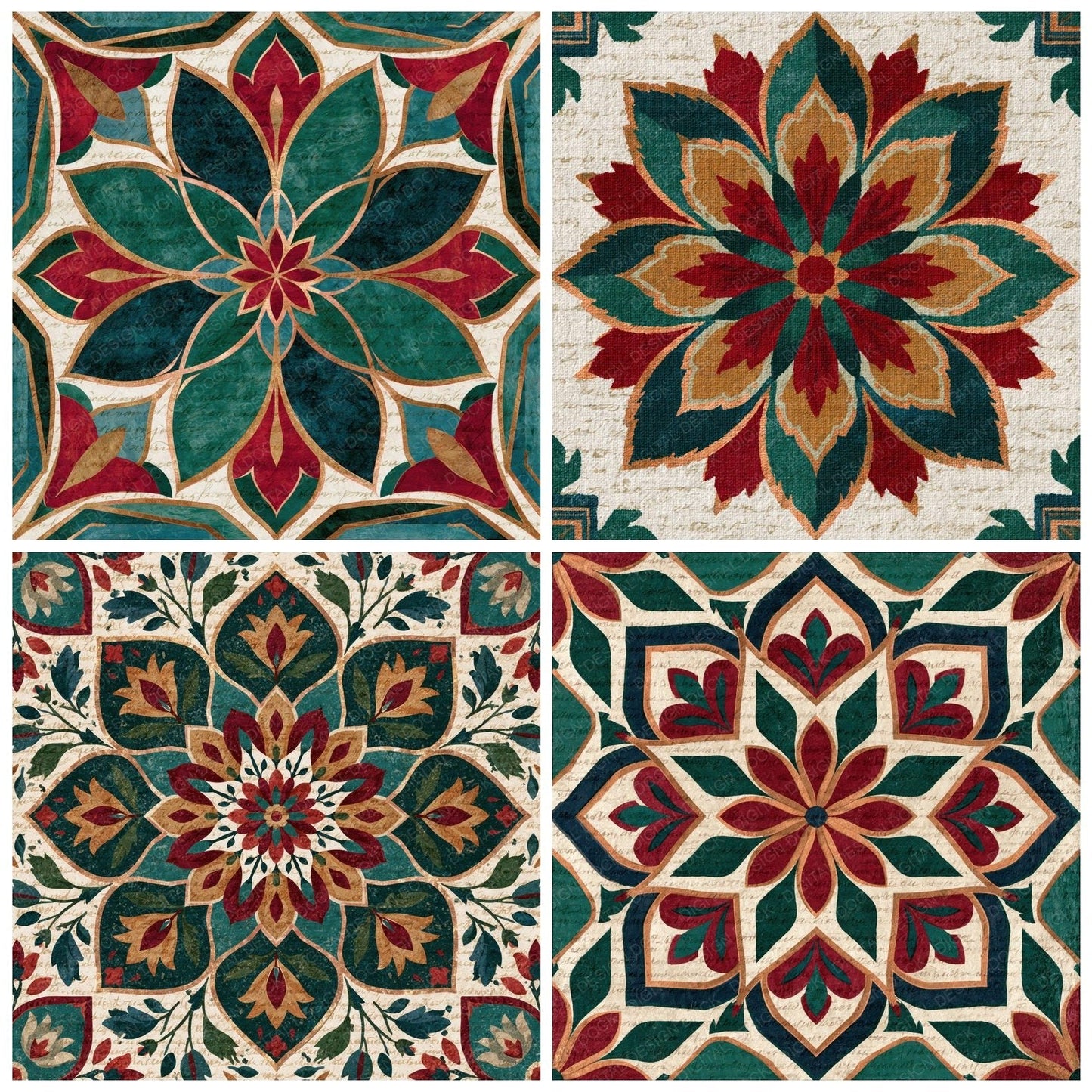 Mandala Coffins Malachite Burgundy Digital Paper Pack (DDD014033)