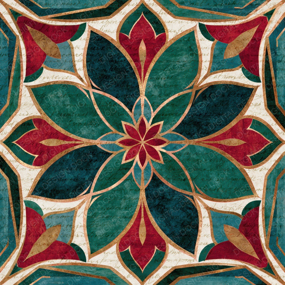 Mandala Coffins Malachite Burgundy Digital Paper Pack (DDD014033)