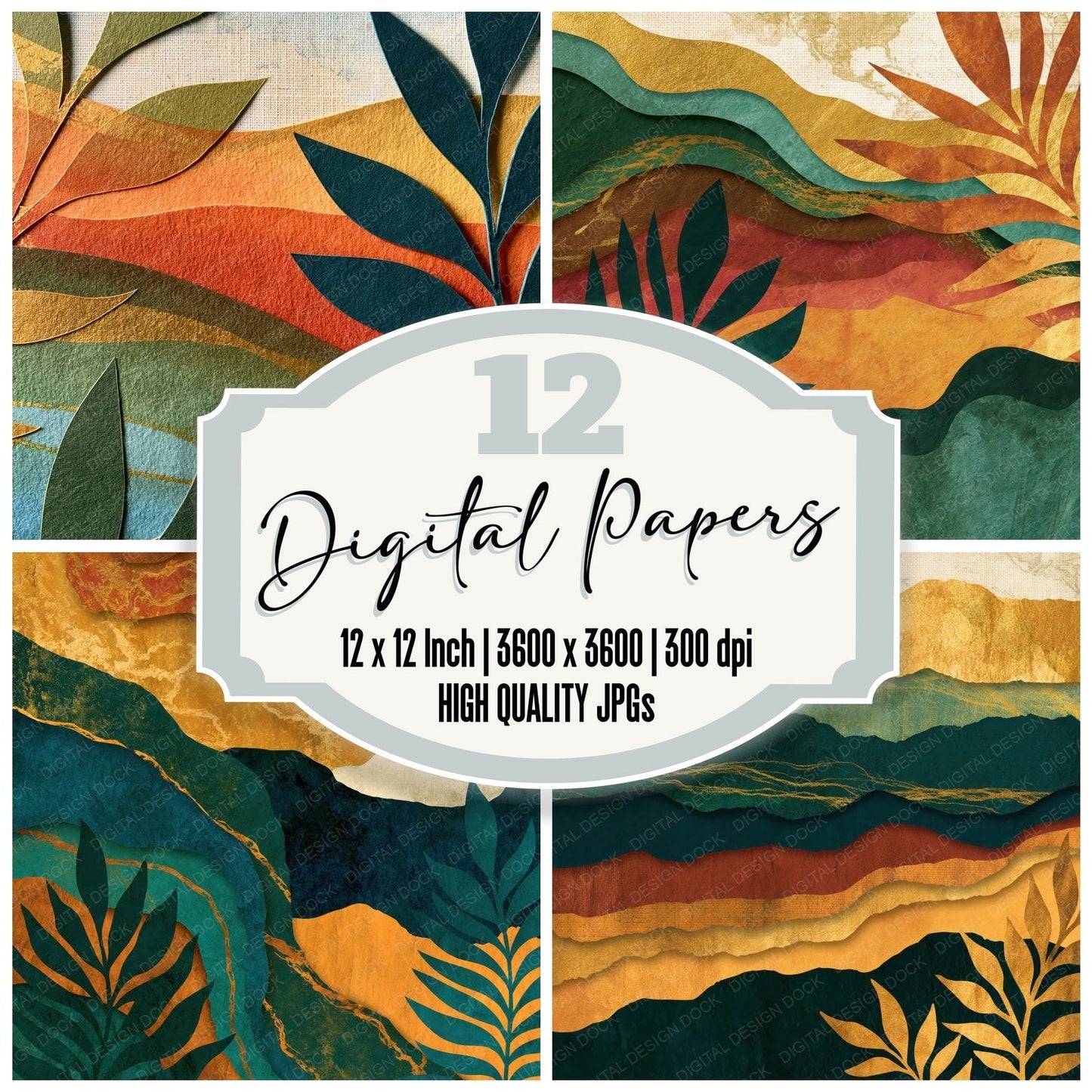 Papercut Fern Soil Ochre Tonal Digital Paper Pack (DDD014037)