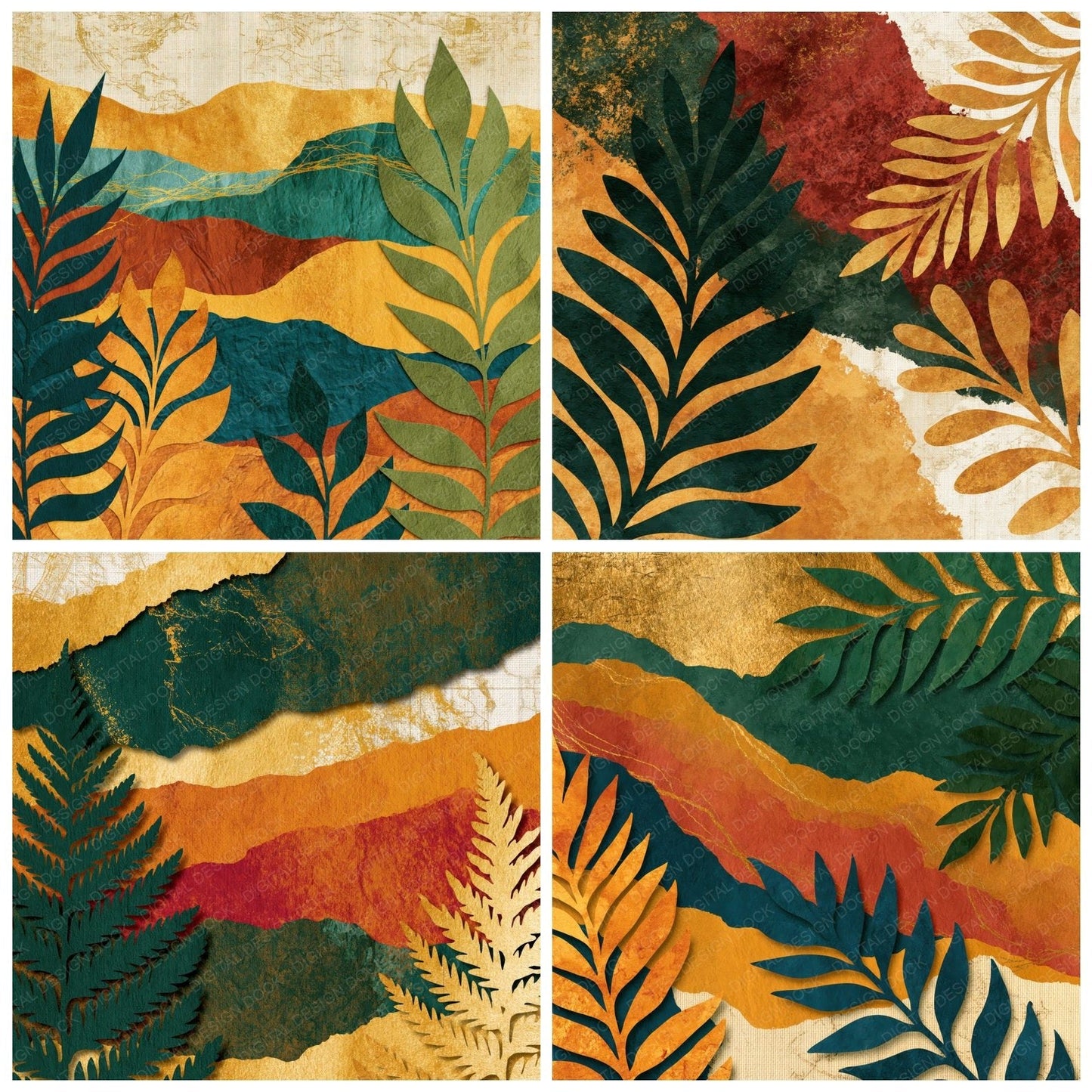 Papercut Fern Soil Ochre Tonal Digital Paper Pack (DDD014037)