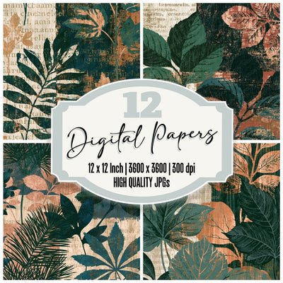 Pyrography Forest Green Bone Texture Digital Paper Pack (DDD014039)