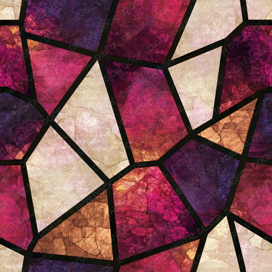 Stained Glass Raspberry Plum Abstract Digital Paper Pack (DDD014042)