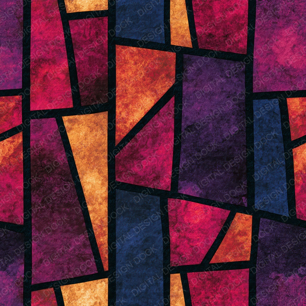 Stained Glass Raspberry Plum Abstract Digital Paper Pack (DDD014042)