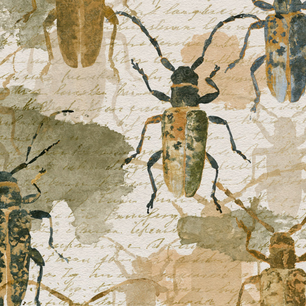Watercolour Longhorn Beetles Sepia Olive Digital Paper Pack (DDD014044)