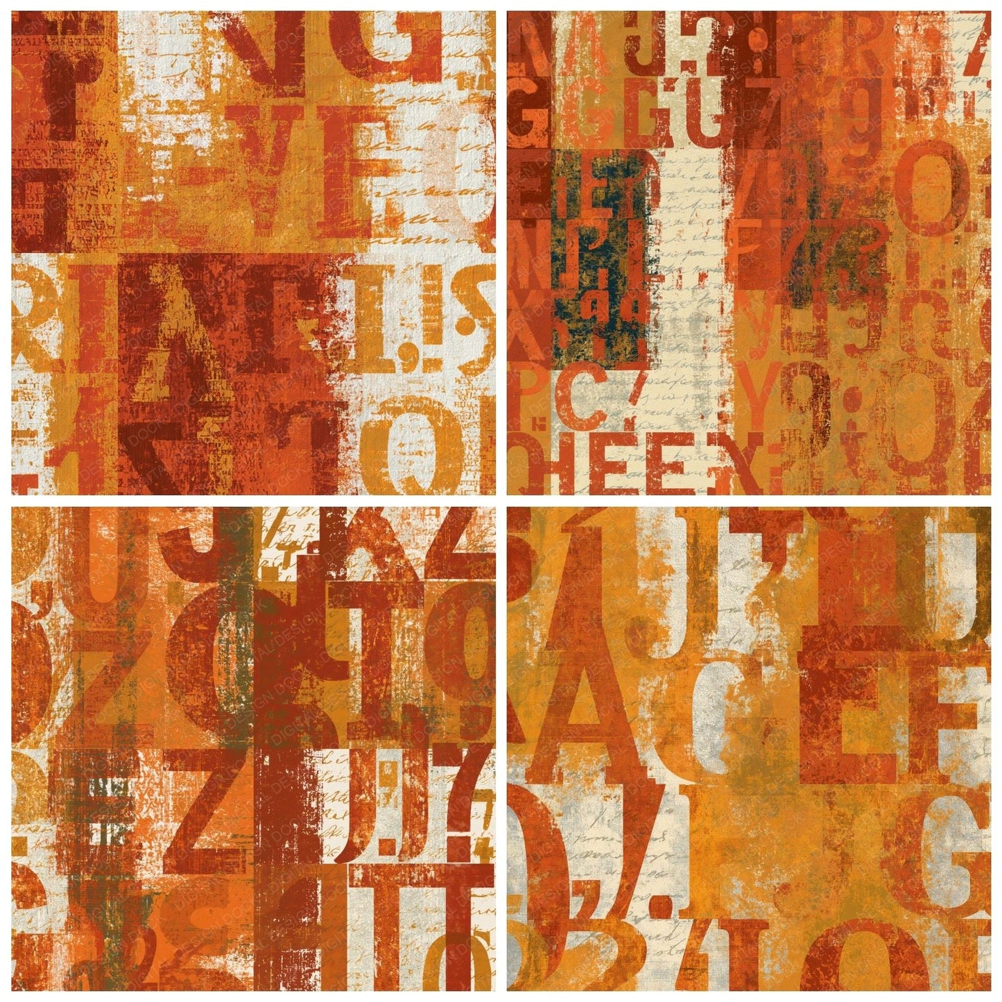 ASCII Burnt Orange Ochre Texture Digital Paper Pack (DDD014046)