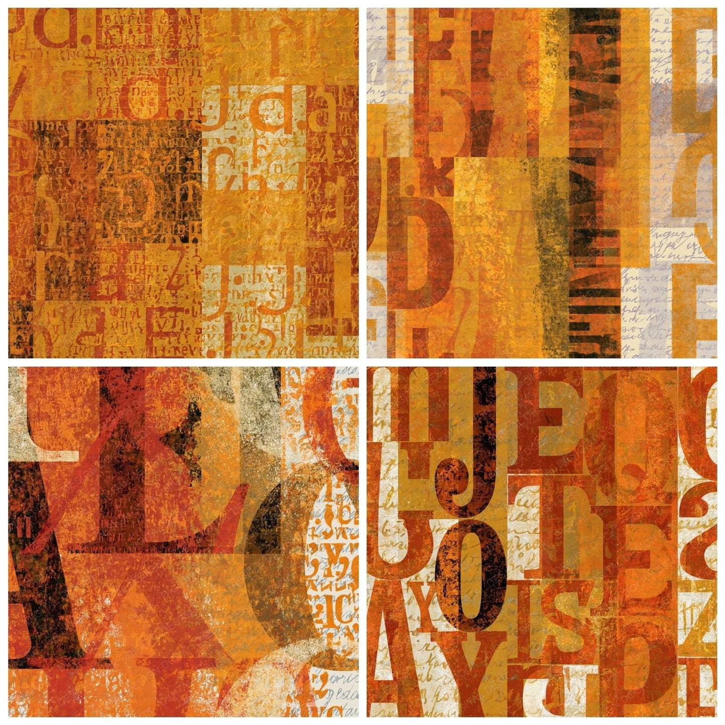 ASCII Burnt Orange Ochre Texture Digital Paper Pack (DDD014046)