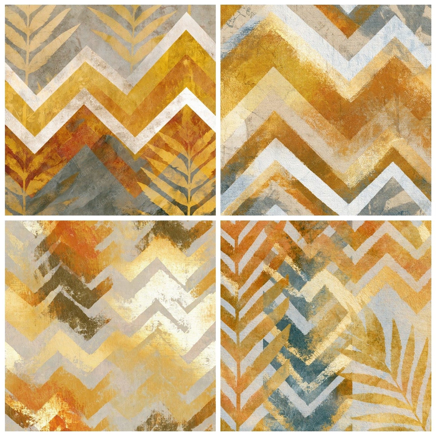 Blueprint Zigzag Wheat Gold Digital Paper Pack (DDD014048)