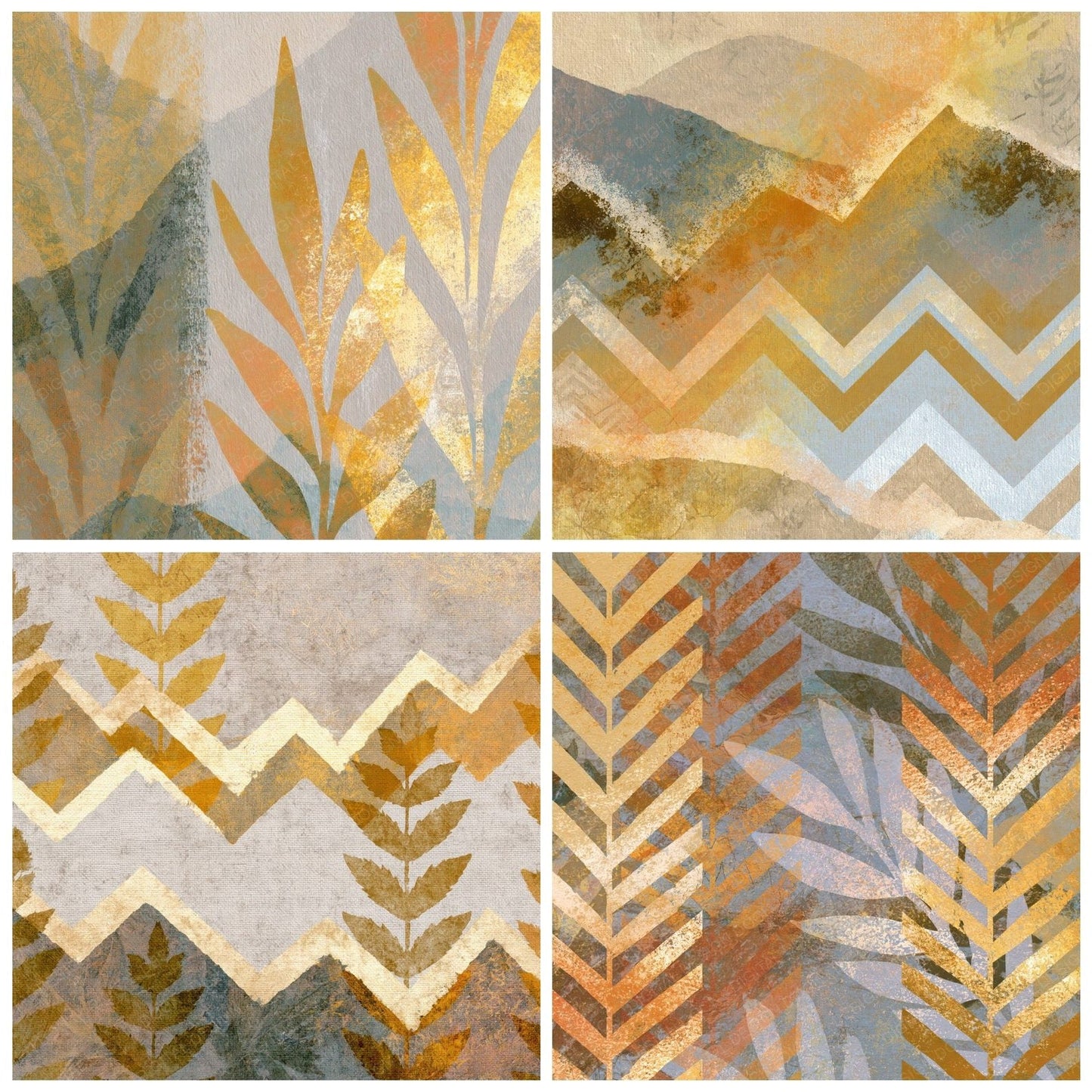 Blueprint Zigzag Wheat Gold Digital Paper Pack (DDD014048)