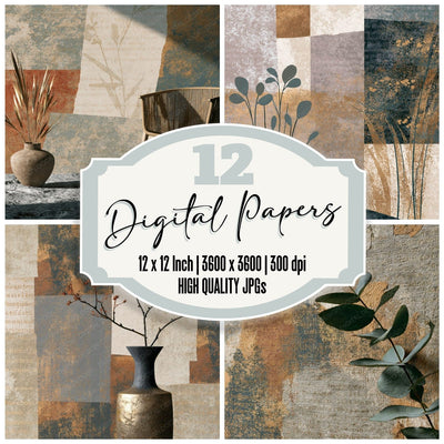 Bohemian Bone Stone Taupe Tonal Digital Paper Pack (DDD014049)