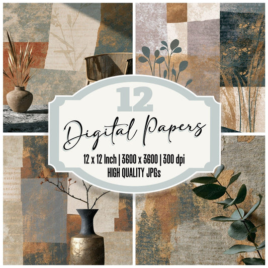 Bohemian Bone Stone Taupe Tonal Digital Paper Pack (DDD014049)