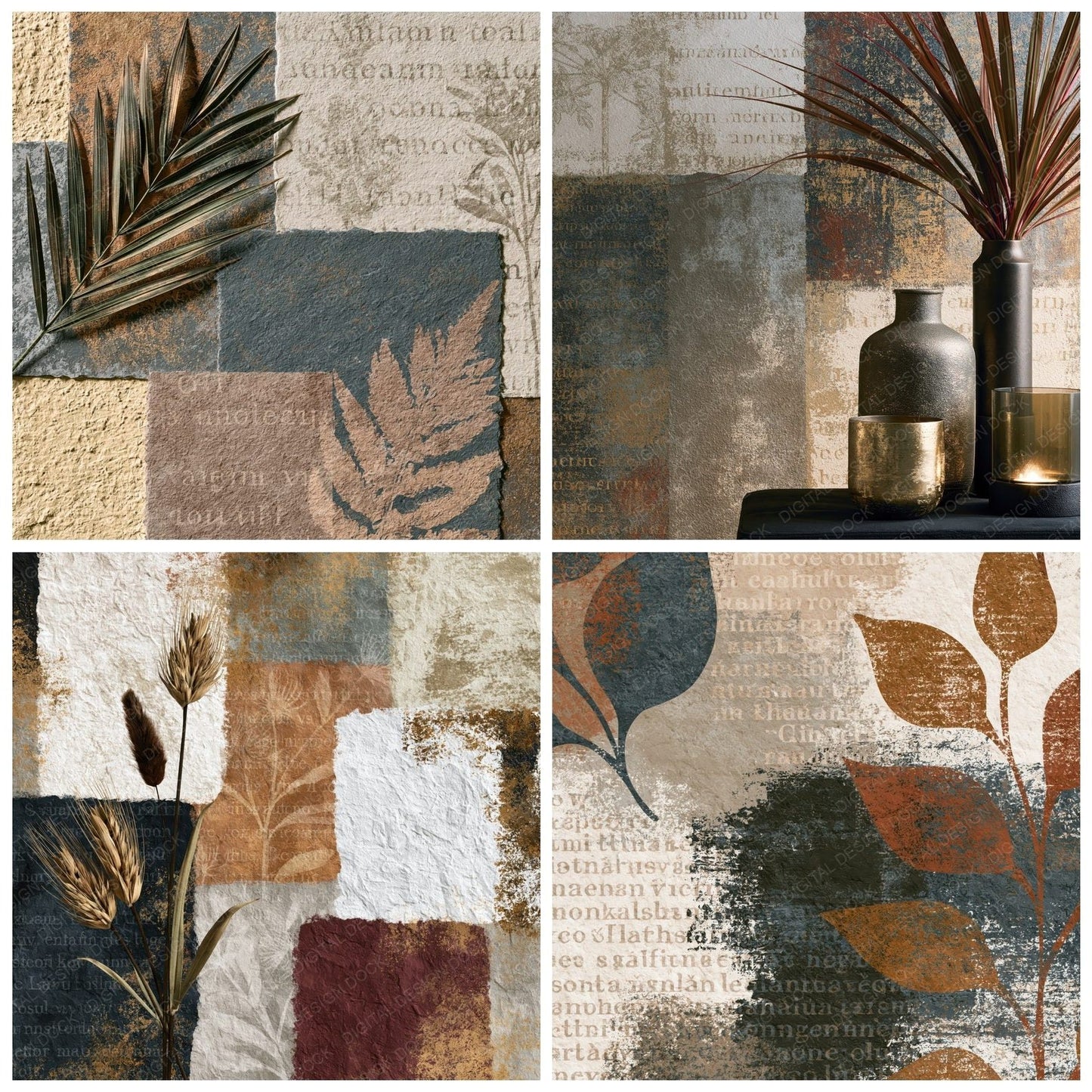 Bohemian Bone Stone Taupe Tonal Digital Paper Pack (DDD014049)