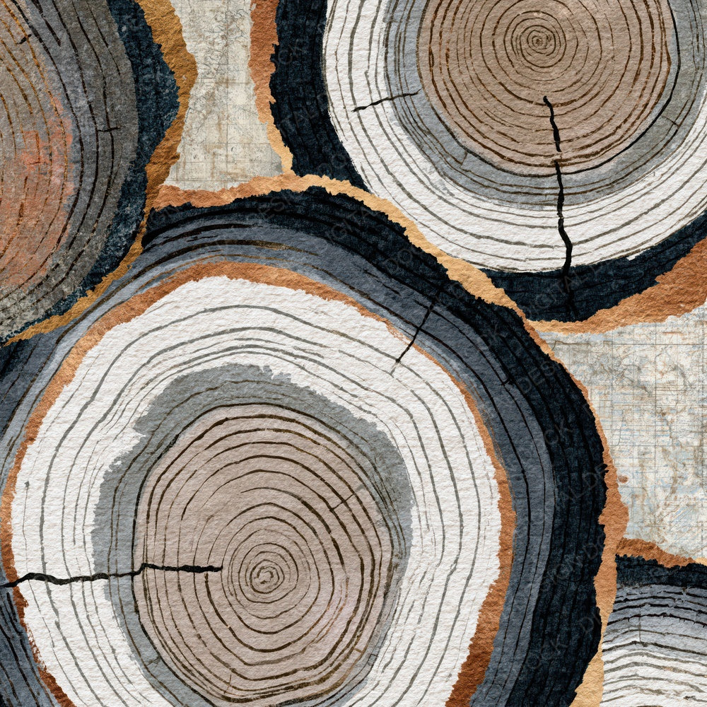 Collage Mushroom Rings Dove Grey Digital Paper Pack (DDD014051)