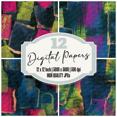Collage Overalls Neon Magenta Digital Paper Pack (DDD014052)