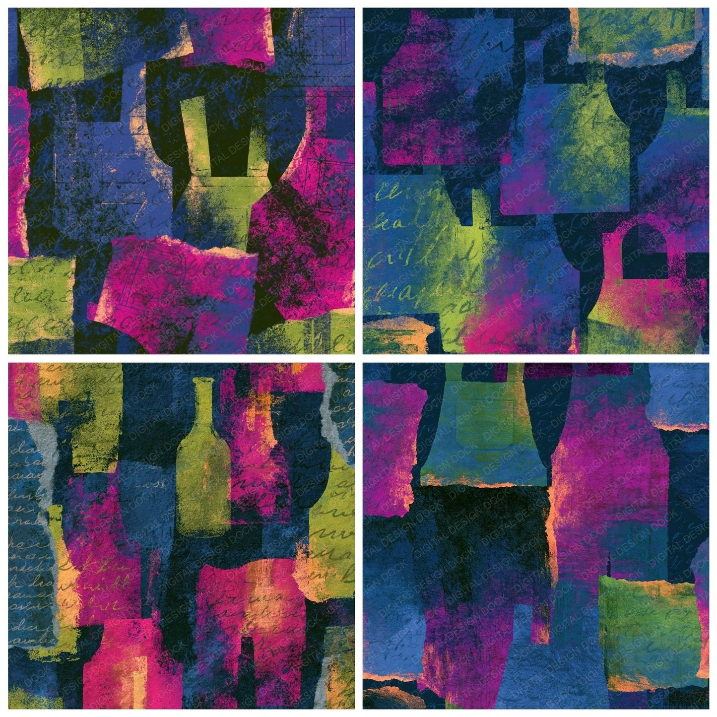 Collage Overalls Neon Magenta Digital Paper Pack (DDD014052)