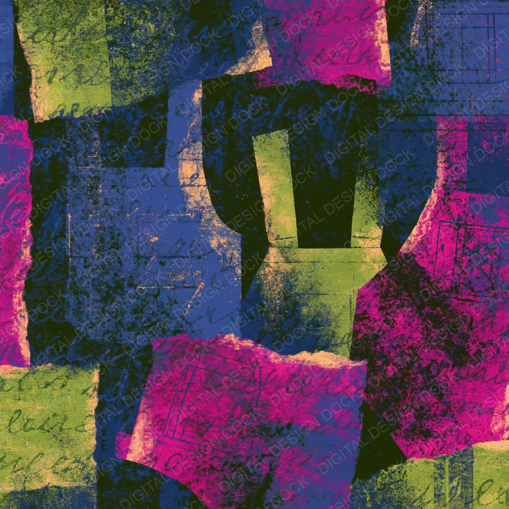 Collage Overalls Neon Magenta Digital Paper Pack (DDD014052)