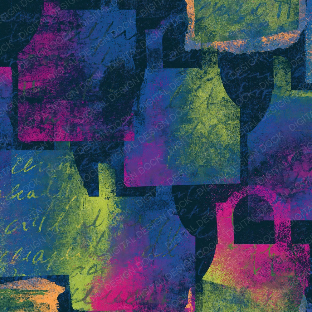 Collage Overalls Neon Magenta Digital Paper Pack (DDD014052)