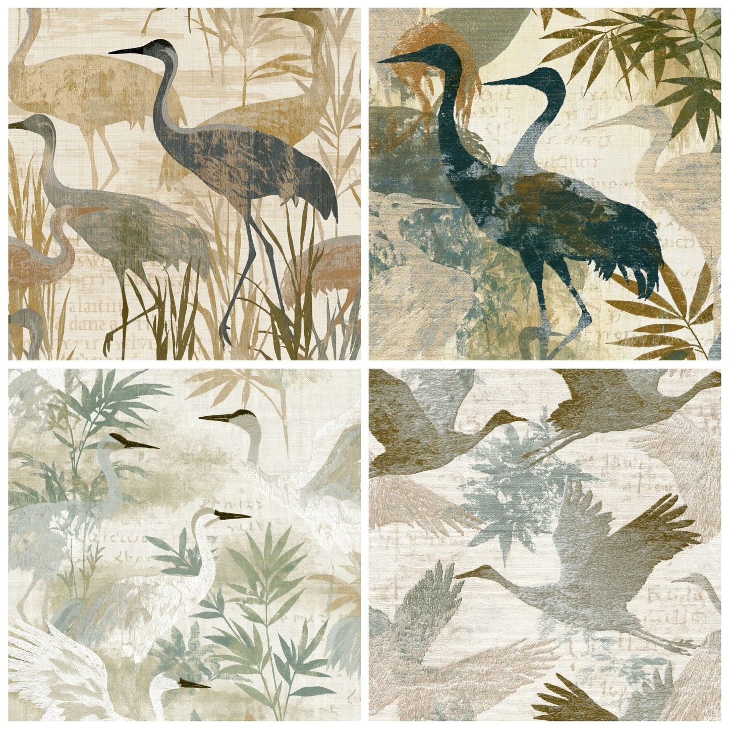 Embroidery Crane Sage Adobe Digital Paper Pack (DDD014054)