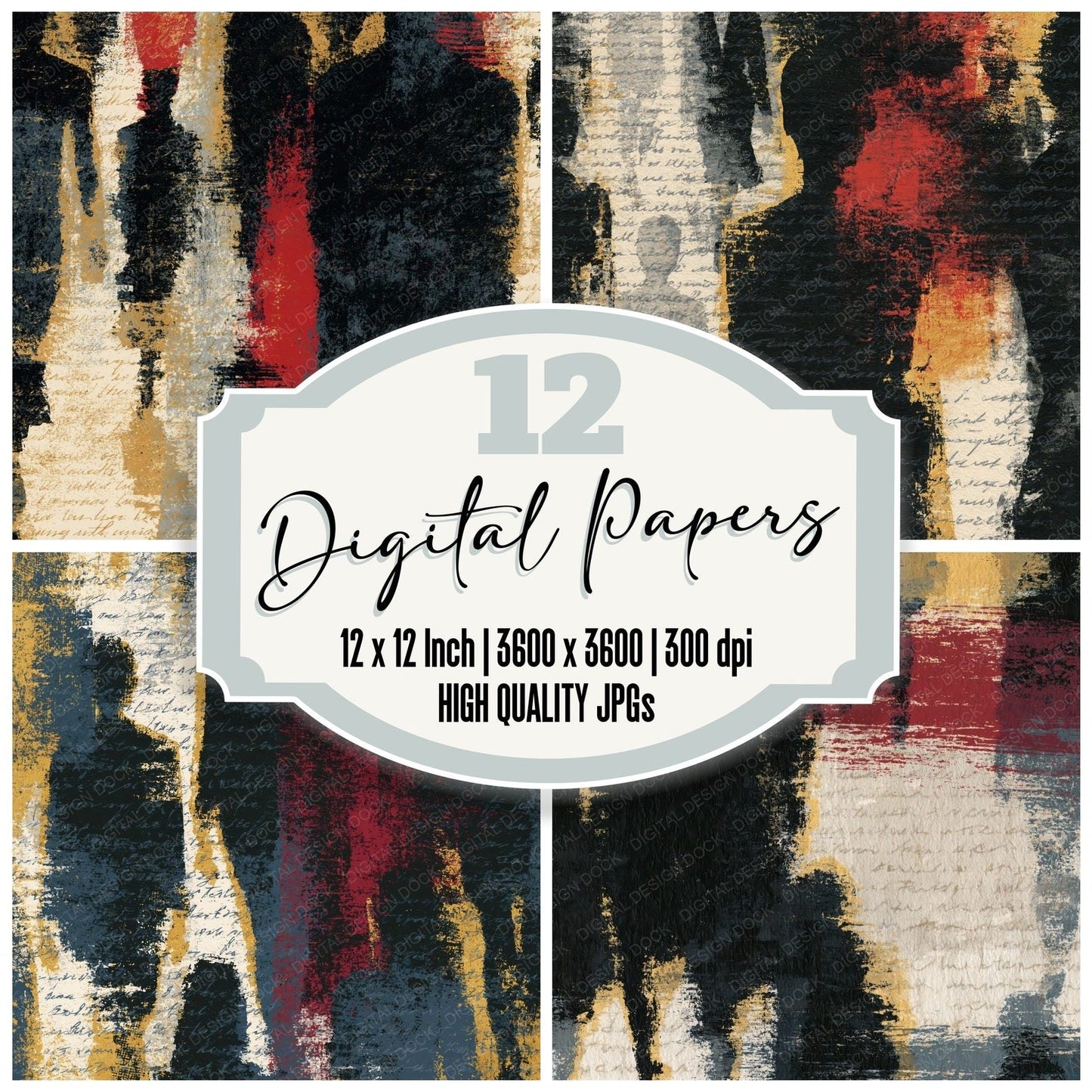 Monoprint Runway Silhouettes Oxblood Digital Paper Pack (DDD014058)