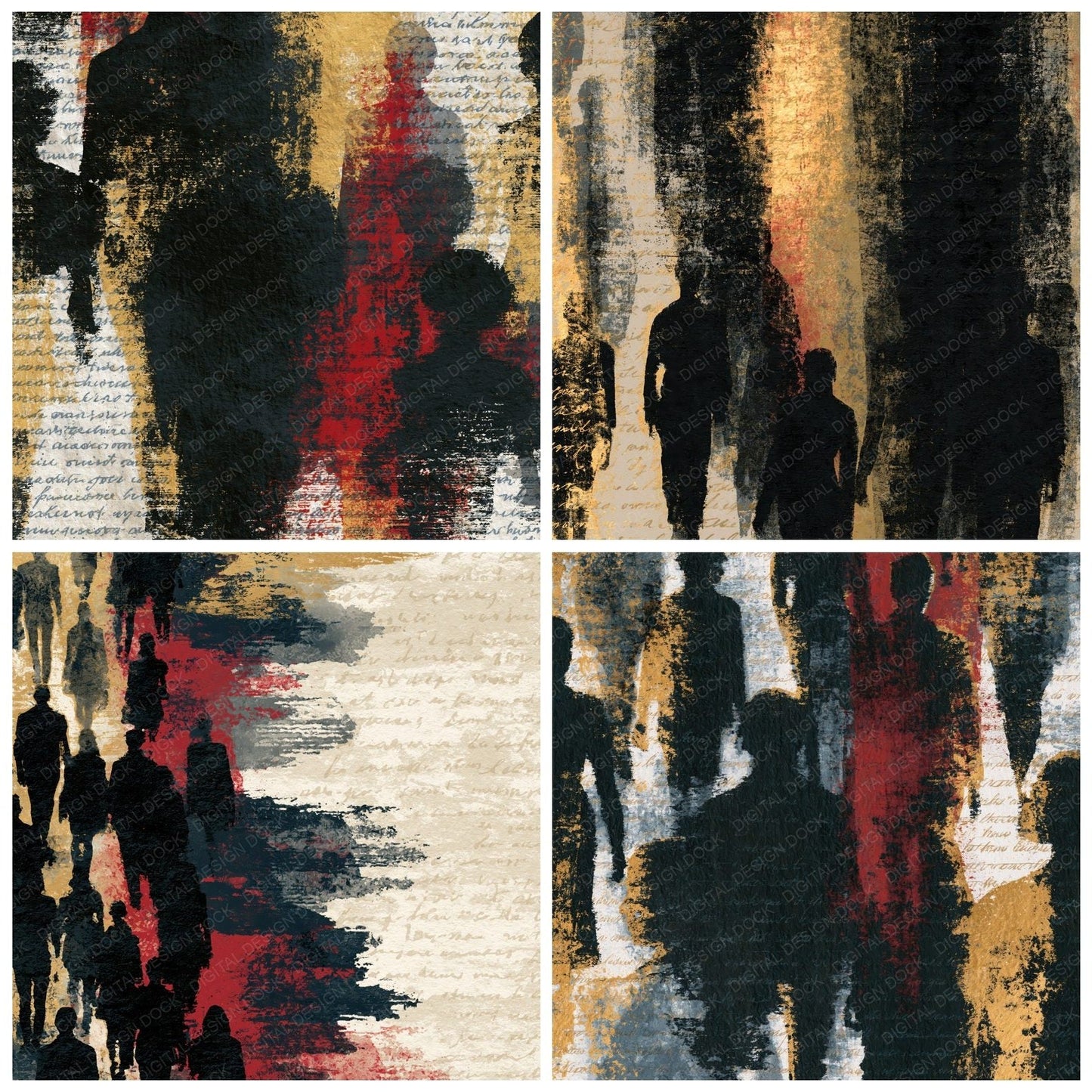 Monoprint Runway Silhouettes Oxblood Digital Paper Pack (DDD014058)