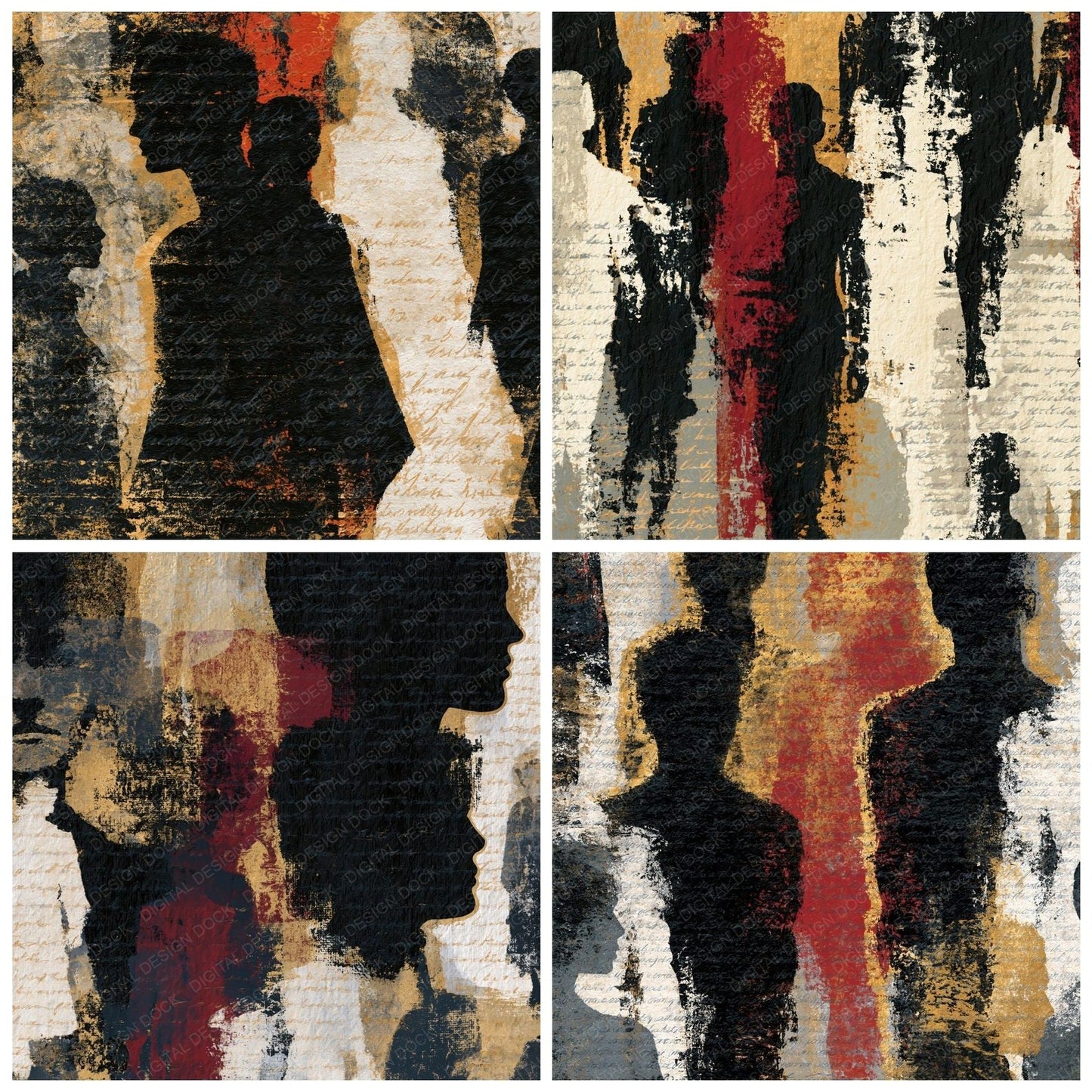 Monoprint Runway Silhouettes Oxblood Digital Paper Pack (DDD014058)