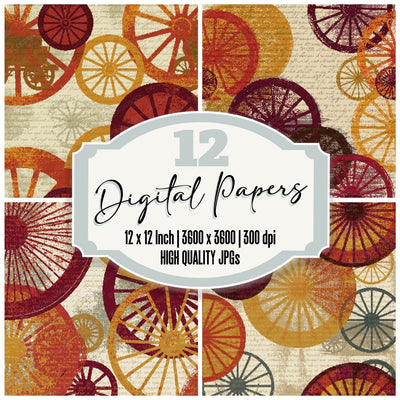 Pixel Wagon Wheels Rust Goldenrod Digital Paper Pack (DDD014059)