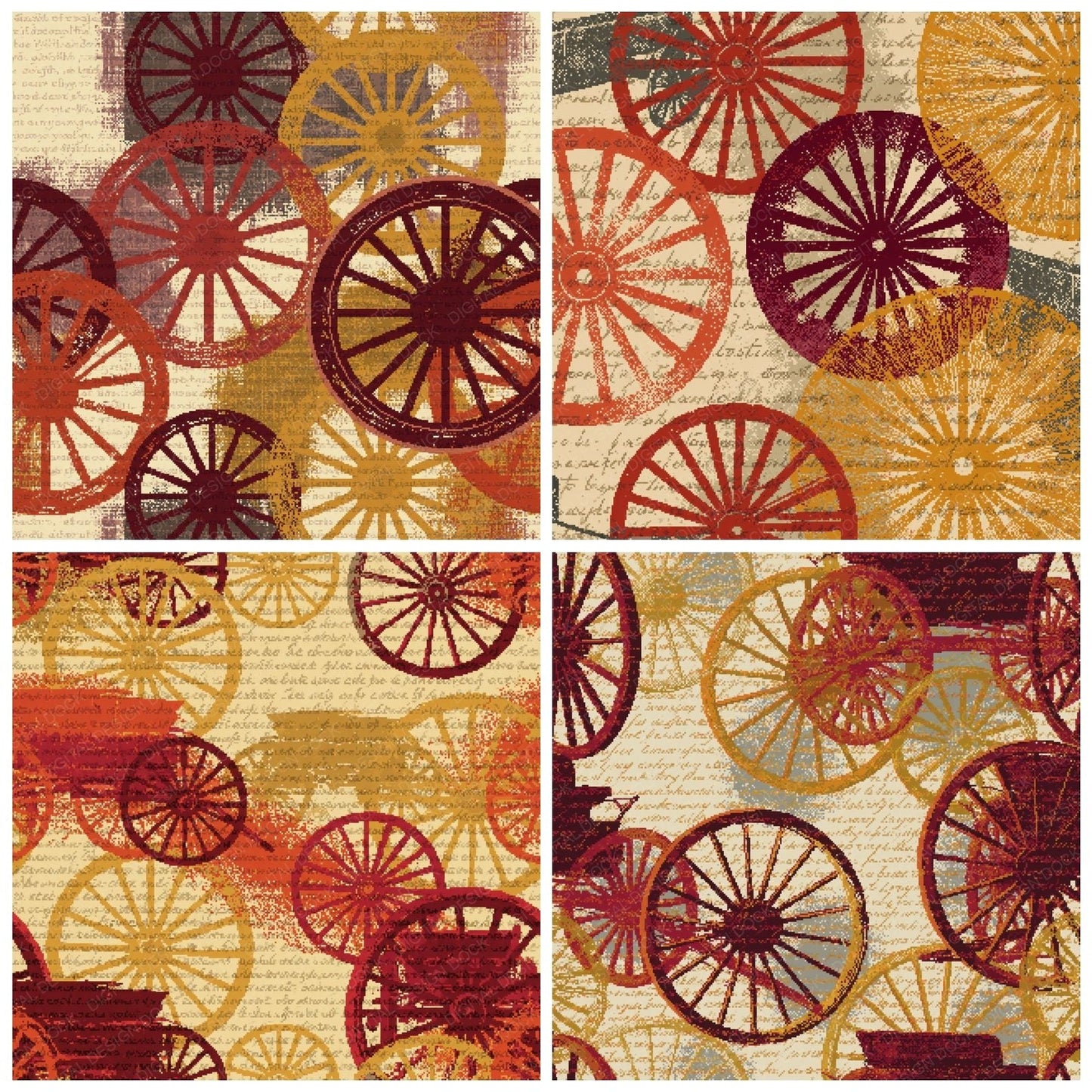 Pixel Wagon Wheels Rust Goldenrod Digital Paper Pack (DDD014059)