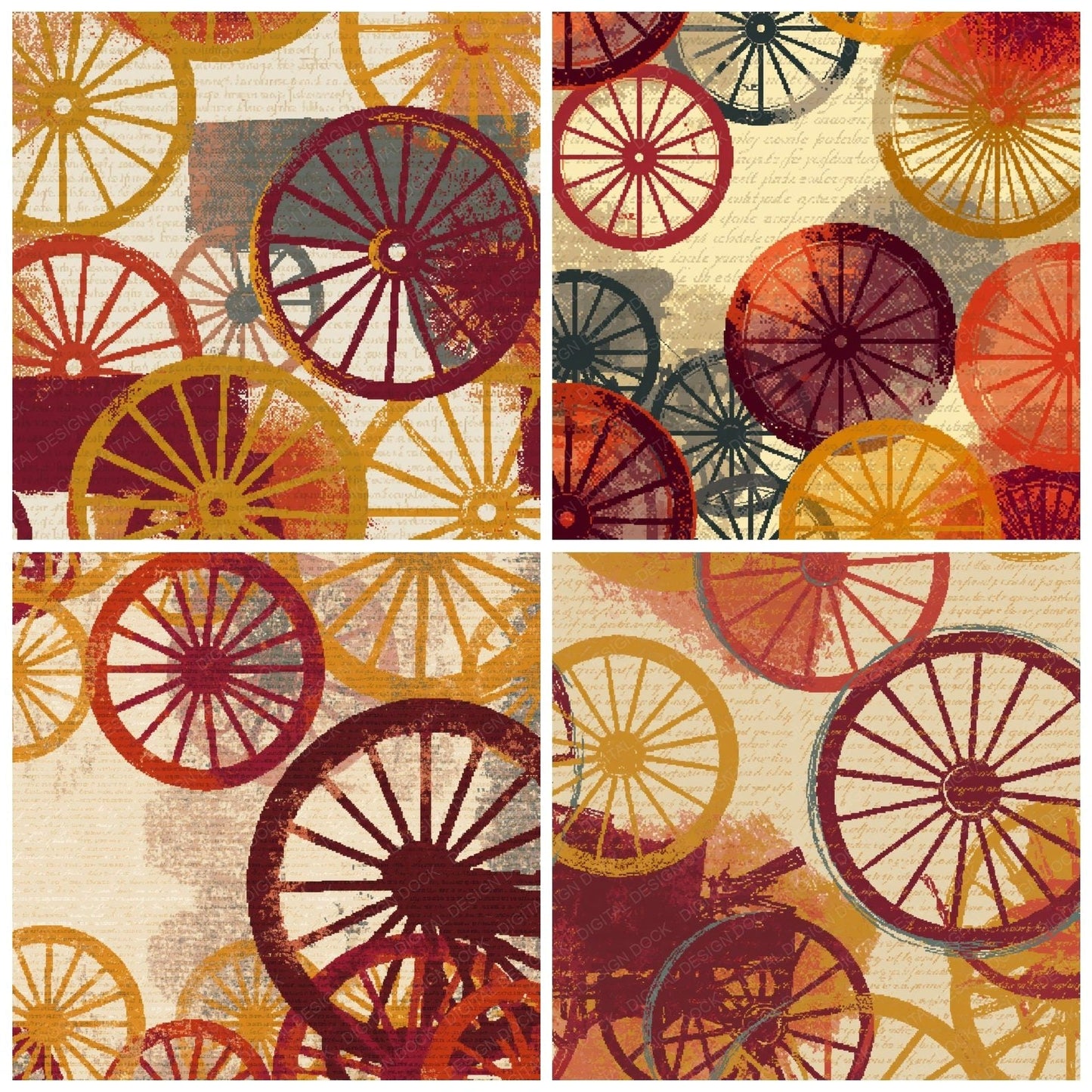Pixel Wagon Wheels Rust Goldenrod Digital Paper Pack (DDD014059)