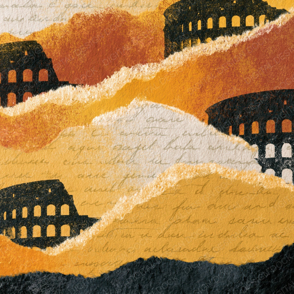 Torn Paper Colosseum Honey Cream Digital Paper Pack (DDD014064)