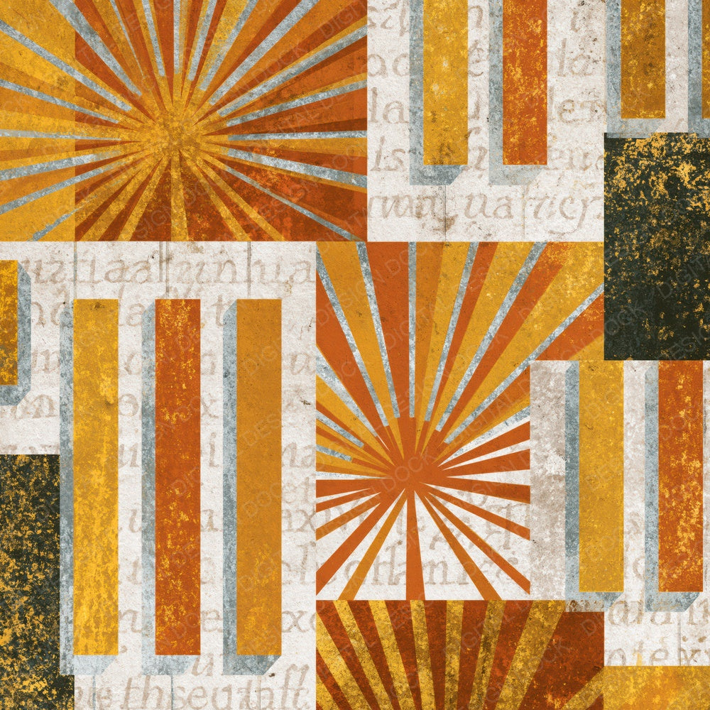 Antique Botanical Piano Keys Wheat Gold Digital Paper Pack (DDD014065)