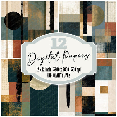 Bauhaus Linen Slate Abstract Digital Paper Pack (DDD014066)