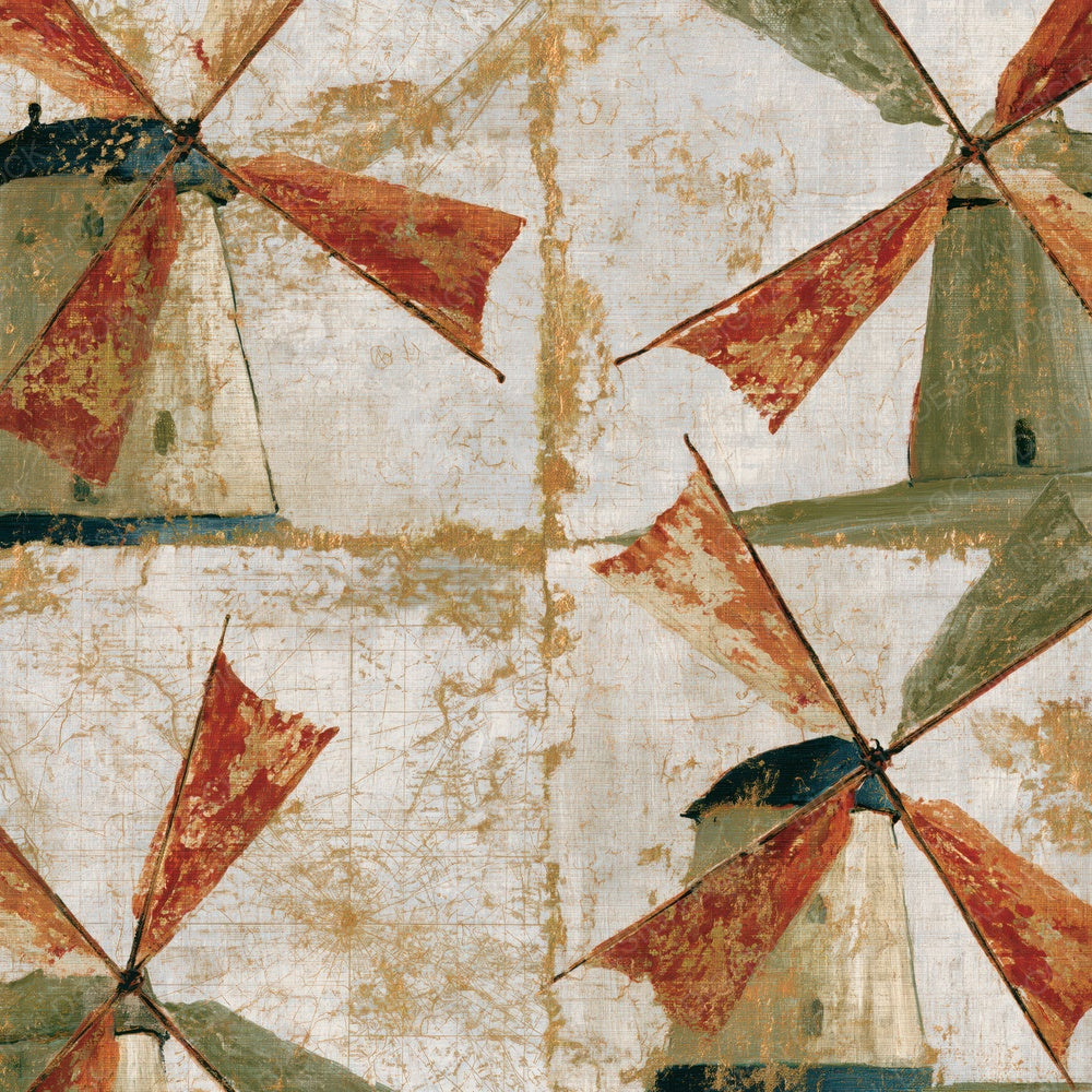 Chinoiserie Windmills Terracotta Olive Digital Paper Pack (DDD014067)