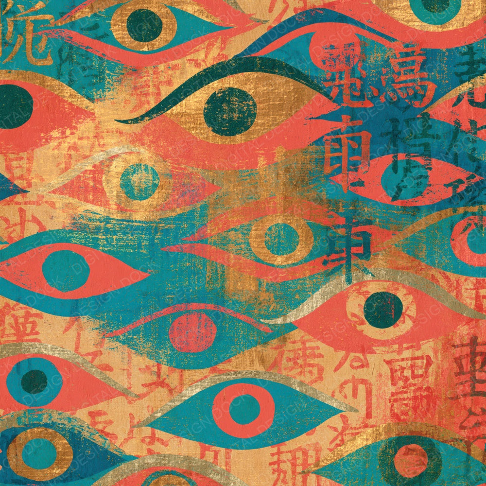 Infrared Evil Eyes Coral Turquoise Digital Paper Pack (DDD014071)